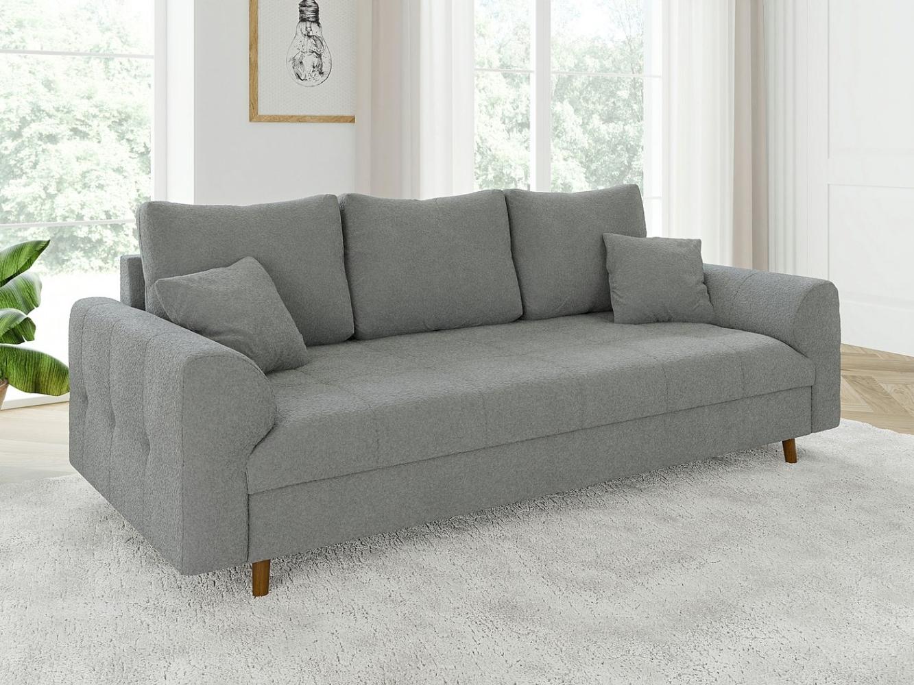 S-Style Möbel 3-Sitzer Sofa Leif mit Holzfüßen im skandinavischen Stil aus Boucle-Stoff, mit Wellenfederung Bild 1