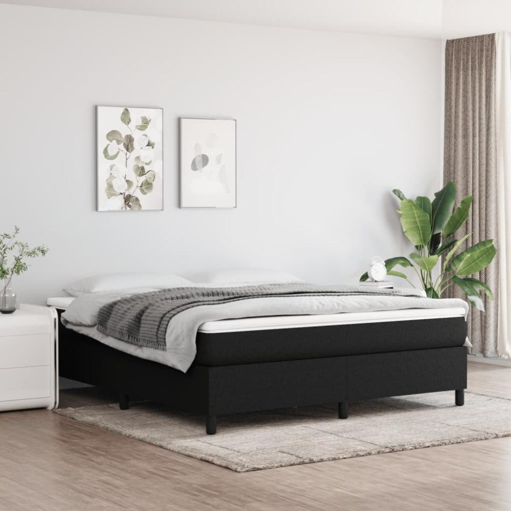 vidaXL Boxspringbett mit Matratze Schwarz 180x200 cm Stoff 3144441 Bild 1