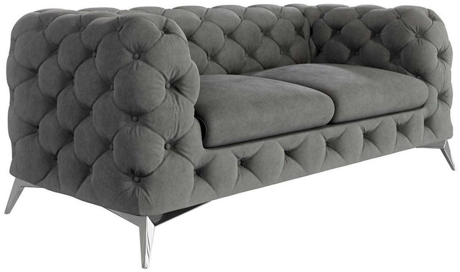 S-Style Möbel Chesterfield-Sofa 2-Sitzer Kalina mit Silber Metall Füßen, mit Wellenfederung Bild 1