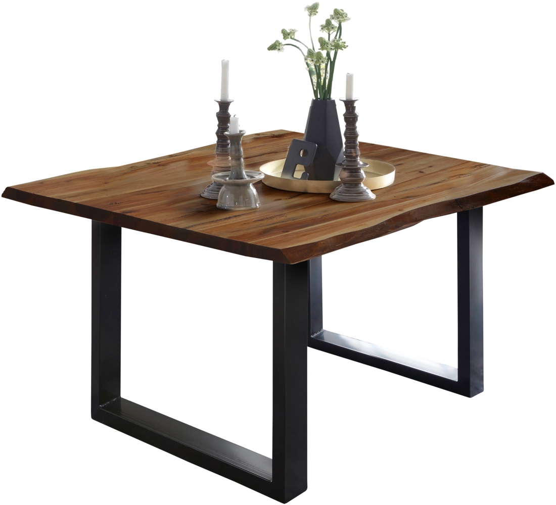 Esstisch Baumkante Massiv Akazie nussbaum 90 x 90 schwarz NOAH 69037683 Bild 1