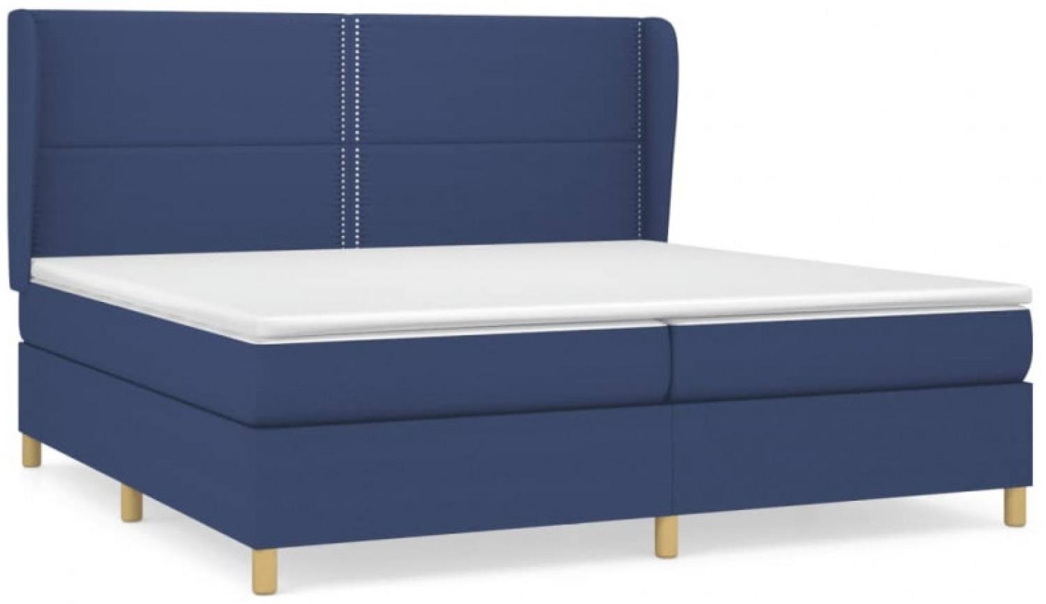 Boxspringbett mit Matratze Stoff Blau 200 x 200 cm, Härtegrad: H2 [3128475] Bild 1