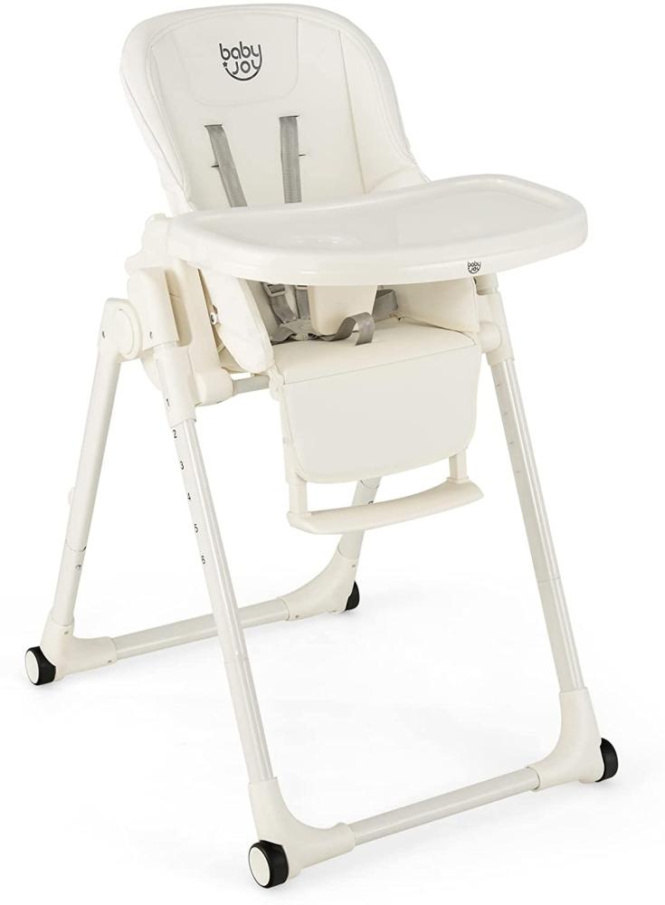 COSTWAY 4-in-1-Babyhochstuhl Klappbar, Höhenverstellbarer Hochstuhl, Kinderstuhl mit Abnehmbare Doppeltabletts, verstellbarer Rückenlehne & Fußstütze, für Kleinkinder 6-36 Monate (Beige) Bild 1
