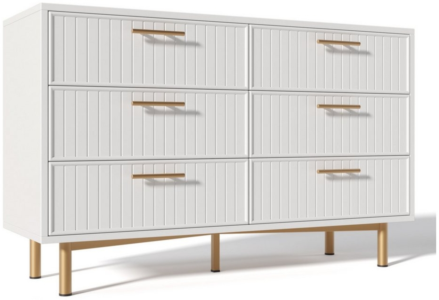 HAUSS SPLOE Sideboard Kommode mit 6 Schubladen für Schlafzimmer & alle Wohnräume, Weiß (Kommode mit 6 Schubladen), mit verstellbaren Regalen Bild 1