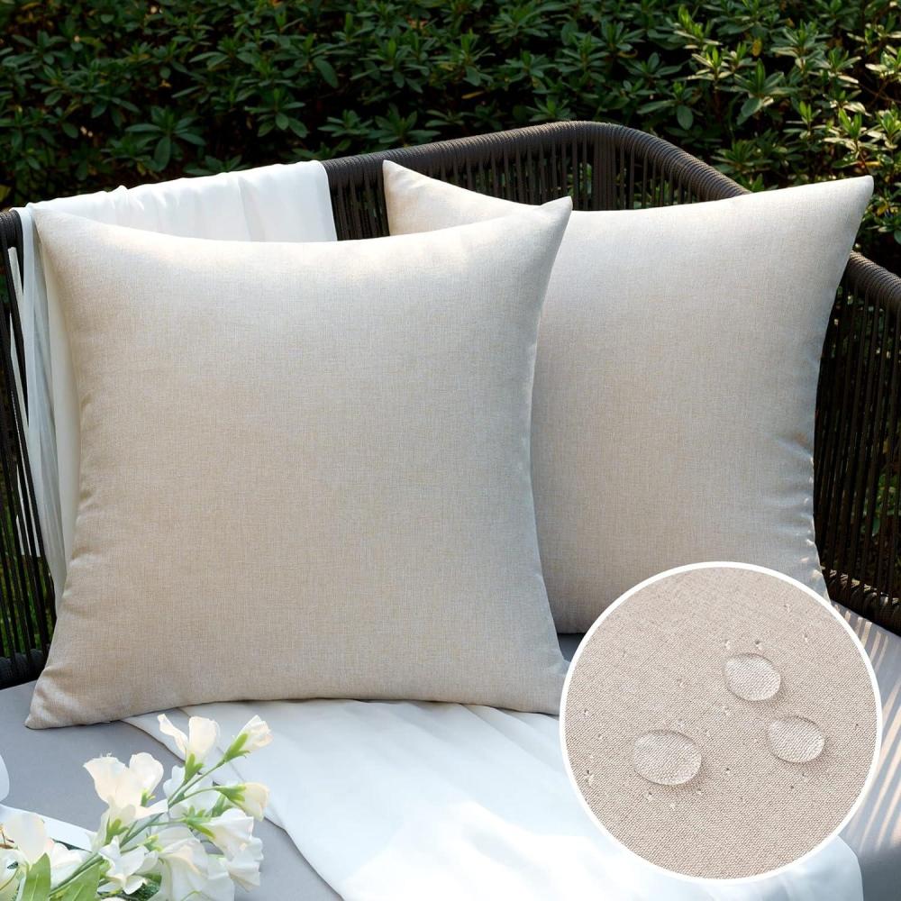 Wasserdichtes Outdoor Kissenbezug Set 50x50 cm Dekorativ Beige Bild 1