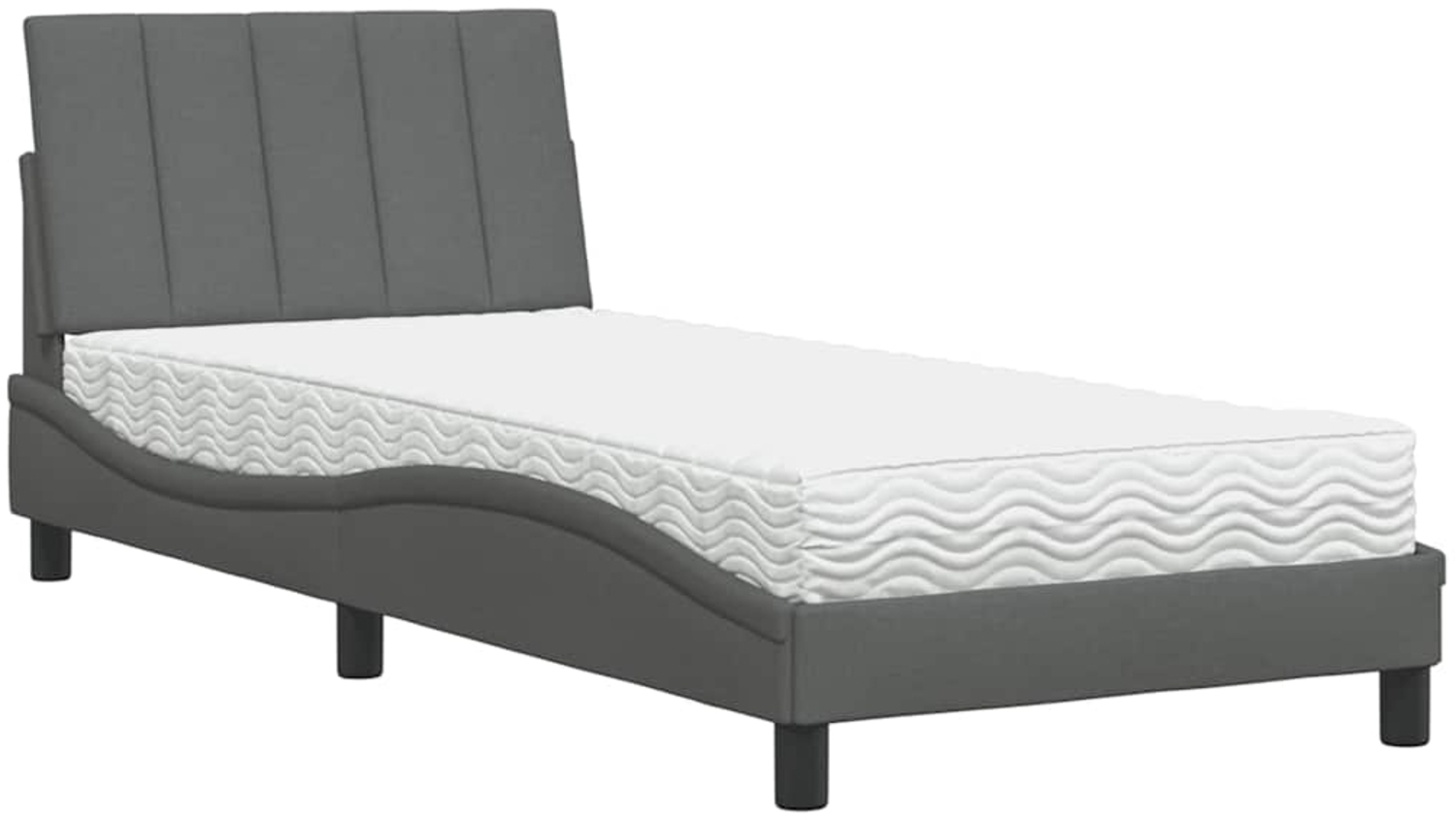 vidaXL Bett mit Matratze "Hanko" Dunkelgrau 90x200 cm Stoff 3310504 Bild 1