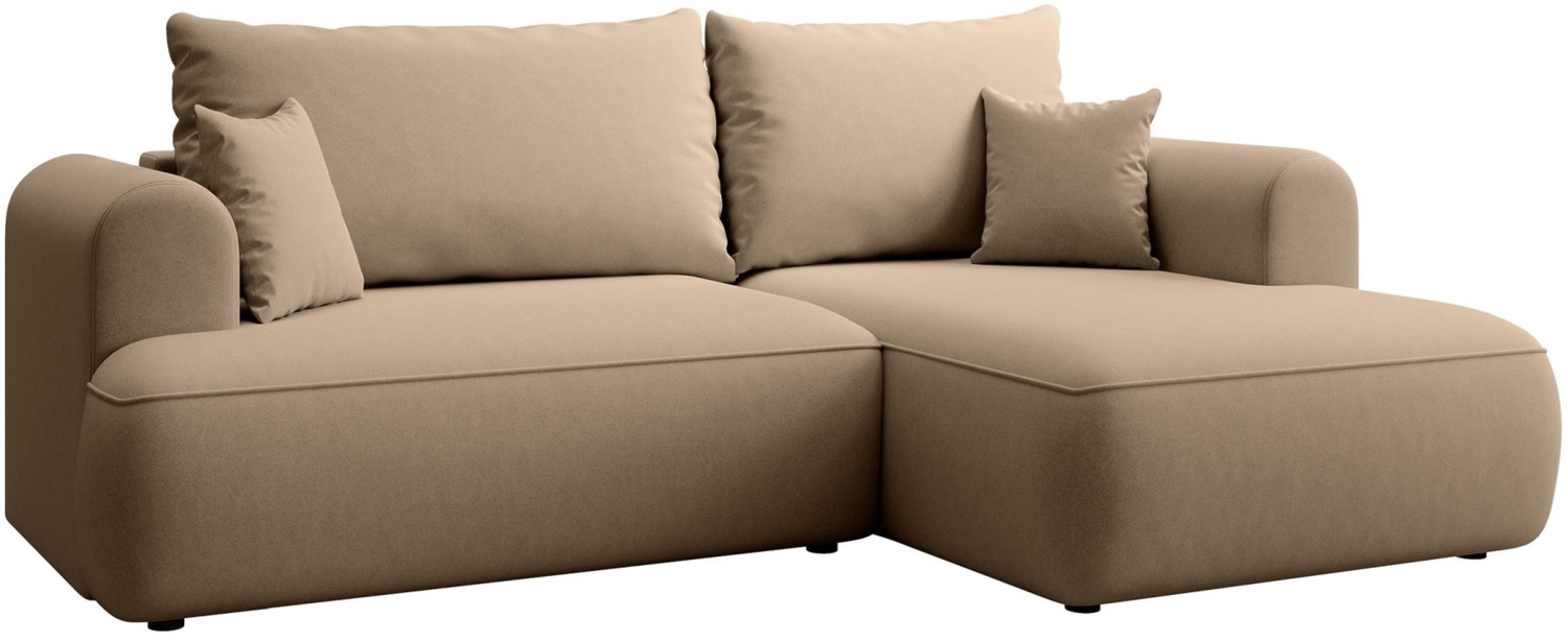 Selsey ''Ovo Mini' Eckschlafsofa rechtsseitig mit Stauraum, Easy-Clean-Samtbezug, beige, 93 x 238 x 156 cm Bild 1