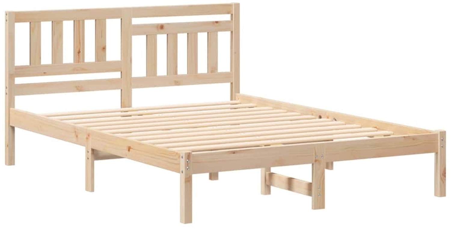 vidaXL Bettrahmen mit Kopfteil Braun 120 x 200 cm Massives Kiefernholz 872233 Bild 1
