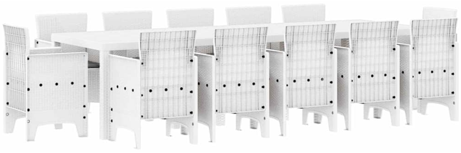 vidaXL Garten Essgruppe 13 pcs Weiß Synthetisches Rattan und Metall 3378625 Bild 1