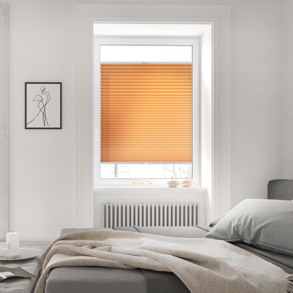 Lichtblick Sonnenschutzsysteme GmbH Thermo-Plissee Ljungby 110 cm x 130 cm (BxL) Orange Tageslicht mit Hitzeschutz; einfache Installation mit Klemmträgern; verspannt Bild 1