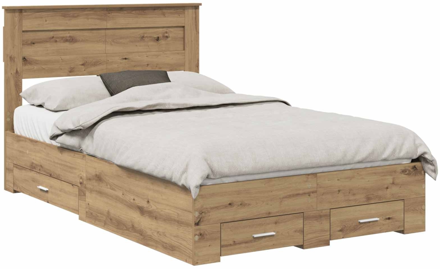 vidaXL Bettrahmen Artisan-Eiche 135x190 cm Holzwerkstoff 3410002 Bild 1