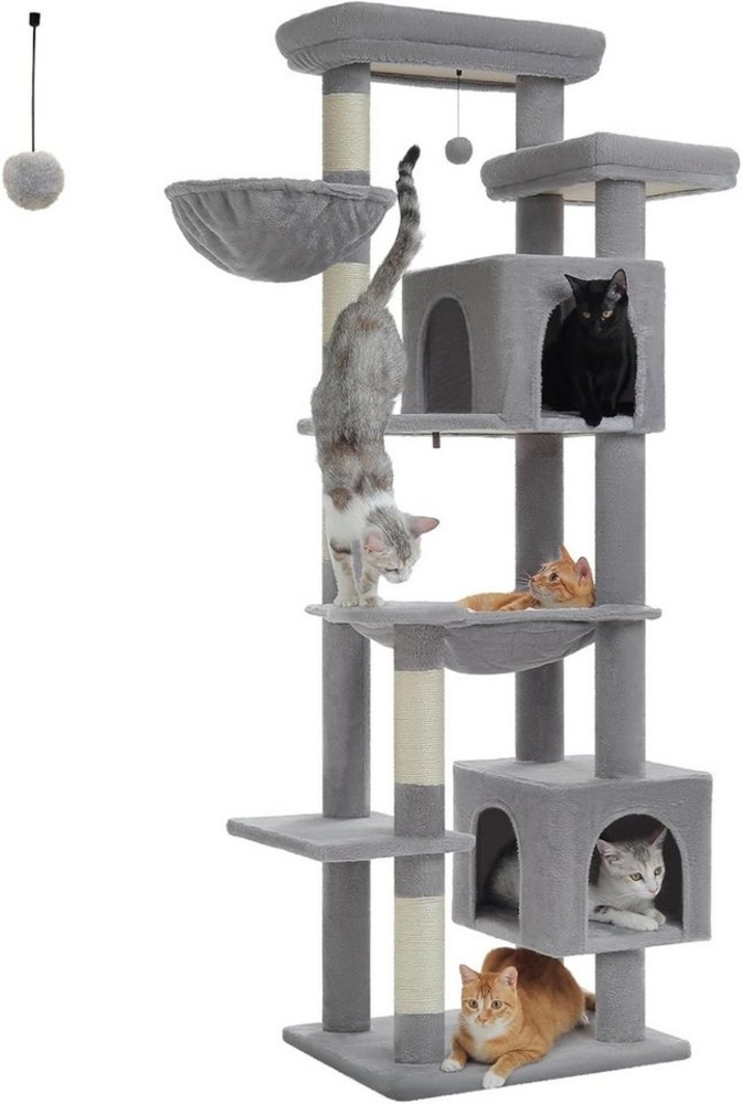 Purpurra Kratzbaum 7 Stocke mit großen Höhlen und Hängematte, 175 cm Bild 1