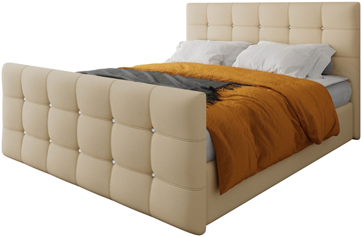 Mirjan24 Boxspringbett Atasir, Beige 180 x 200 cm Kunstleder Bild 1