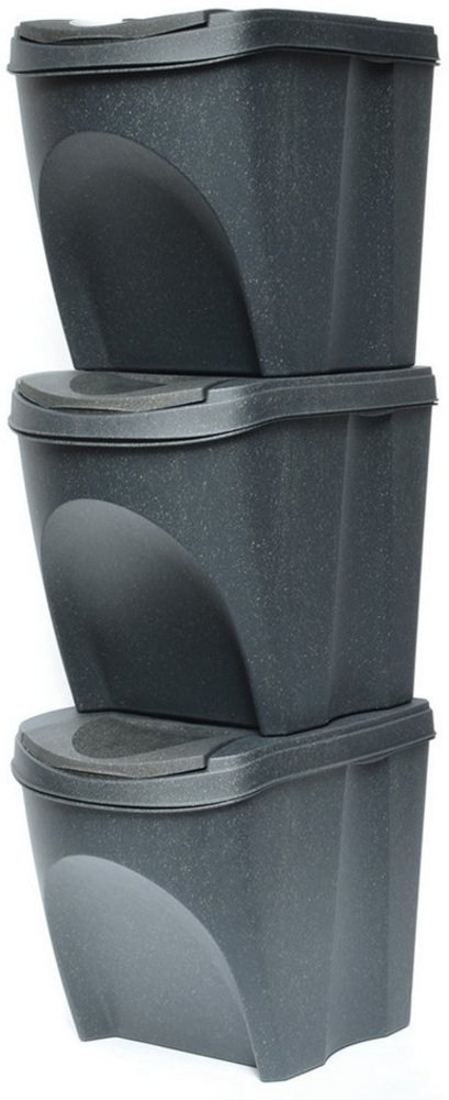 KAGM Mülleimer Mülleimer Set Abfalleimer Müllsortierer Kunststoff 3 x 25L Anthrazit Bild 1