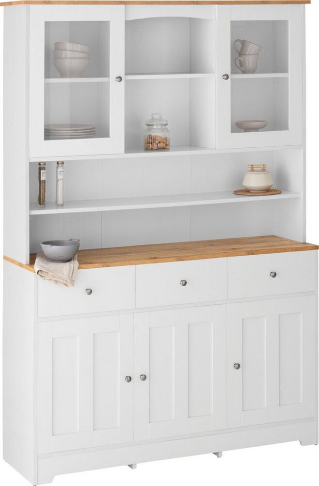 Home affaire Buffet Kate Breite 128 cm, mit Glastüren und Holztüren, Metallgriffe, Höhe 182 cm Bild 1