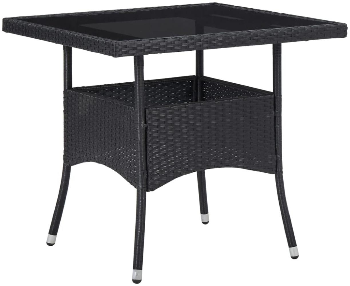 vidaXL Garten-Esstisch Schwarz Poly Rattan und Glas 46177 Bild 1