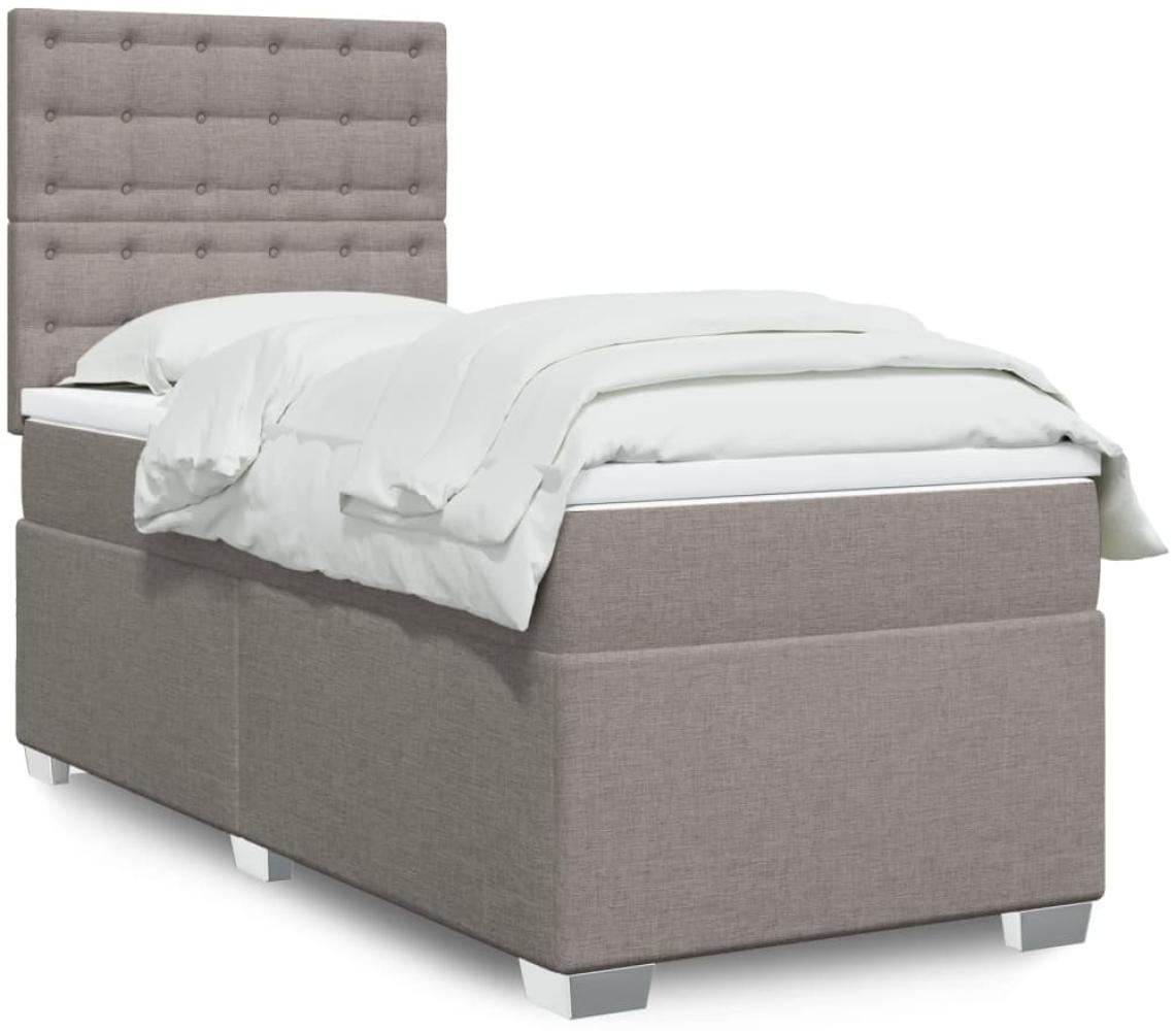 vidaXL Boxspringbett mit Matratze Taupe 90x200 cm Stoff 3292689 Bild 1