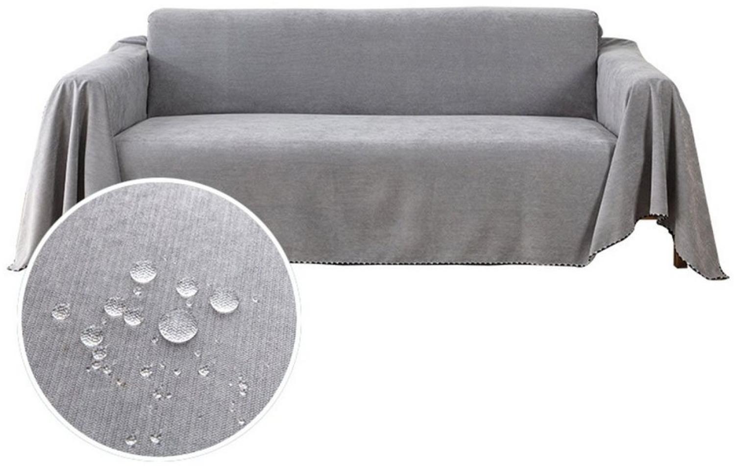 FELIXLEO Sofaschoner Sofa überwurfdecke Premium 180 x 300cm Grau Bild 1