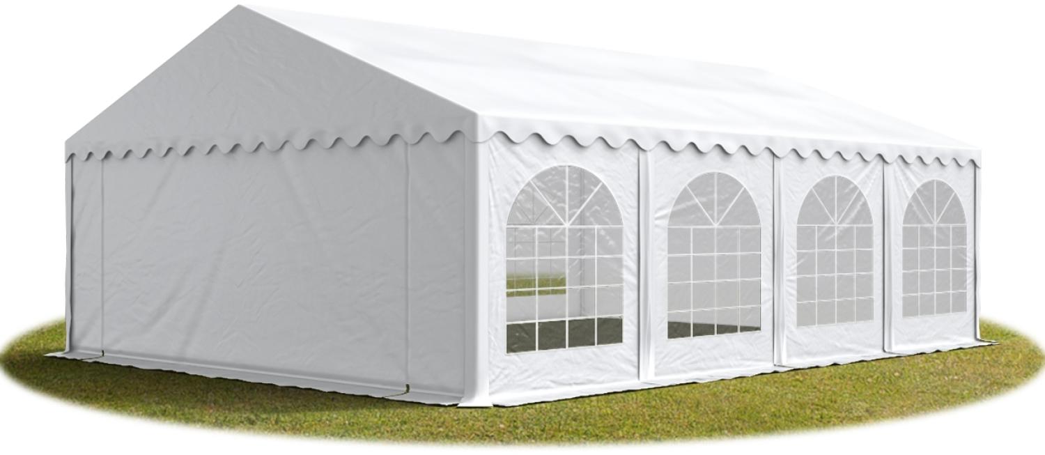 TOOLPORT Festzelt Partyzelt 6x8 m PREMIUM, hochwertige PVC Plane 750 N in weiß 100% wasserdicht mit Bodenrahmen Bild 1