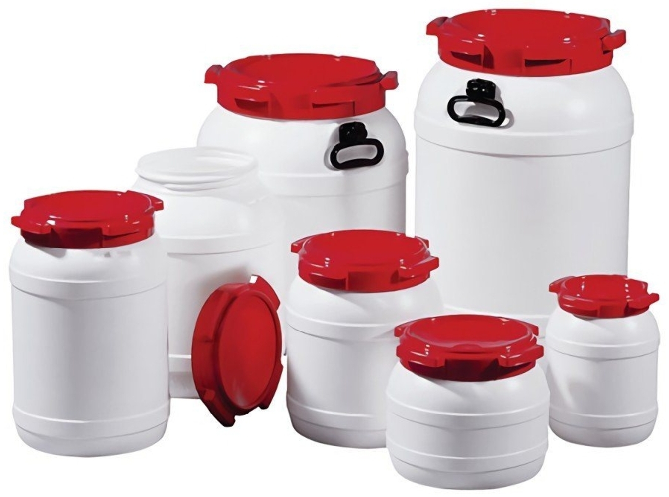 PROMAT Deckel 7004-61-046 Weithalsfass 3,6 l PE weiß mit rotem Deckel ohne Tragegri Bild 1