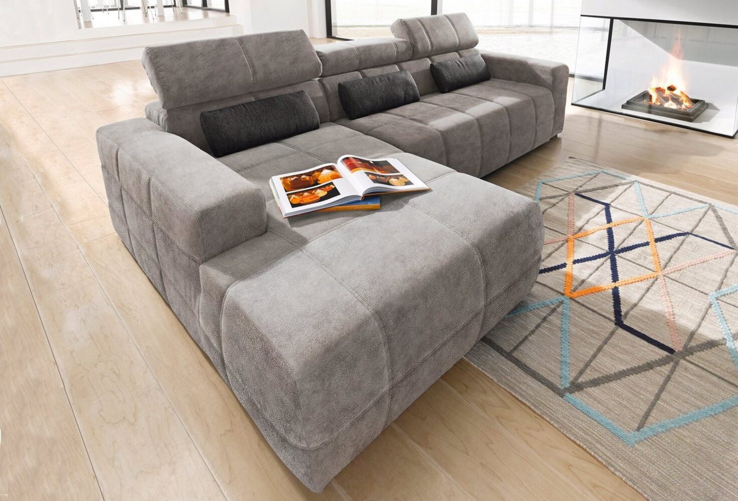 DOMO collection Ecksofa Brandon große Ausführung B/T/H: 289/177/80 cm, auch in Leder und Cord, mit Kopfteilverstellung, wahlweise Sitztiefenverstellung, L-Form Bild 1