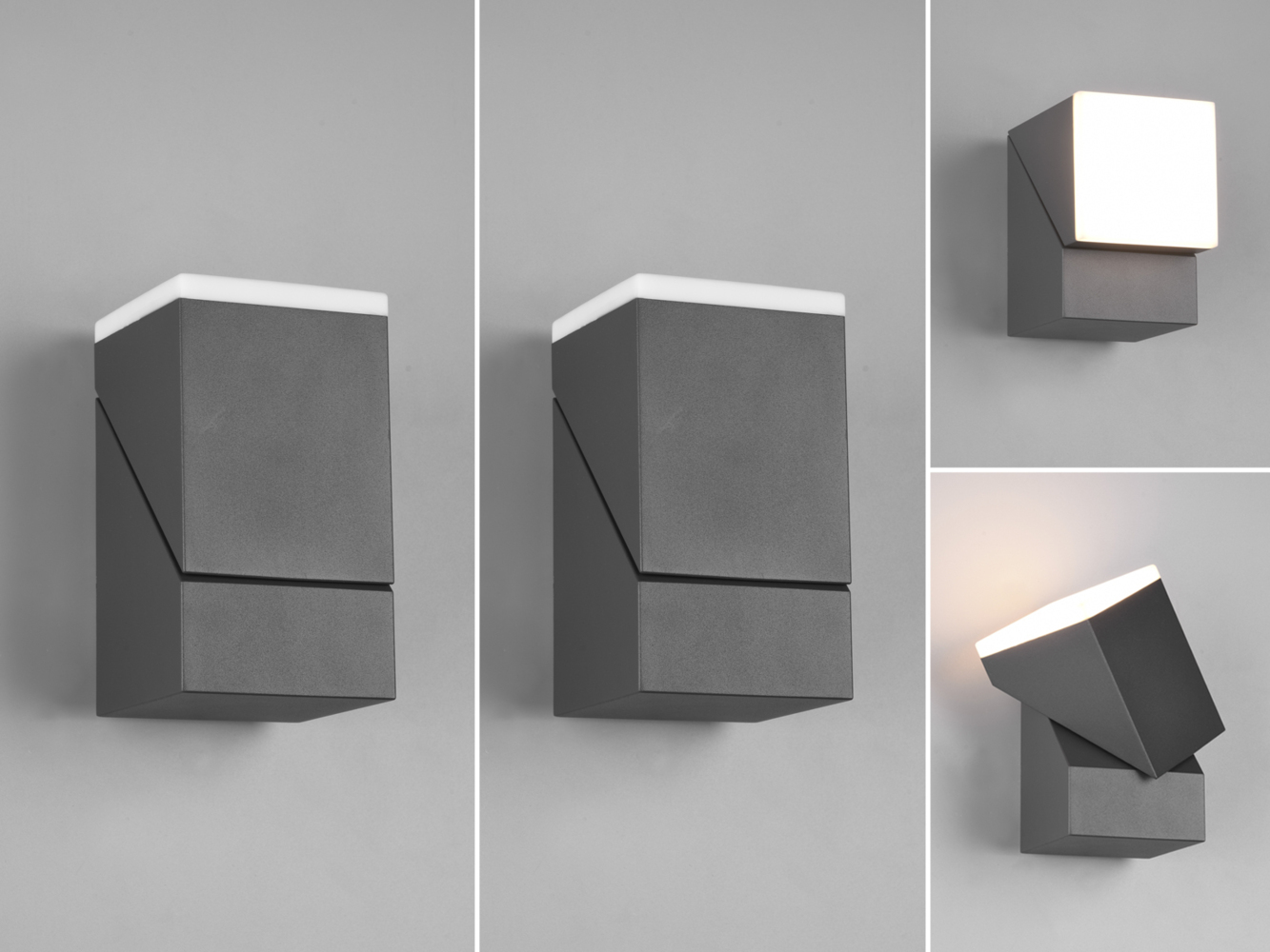 Schwenkbare LED Außenwandleuchten - 2er Set, Höhe 16cm, Anthrazit Bild 1