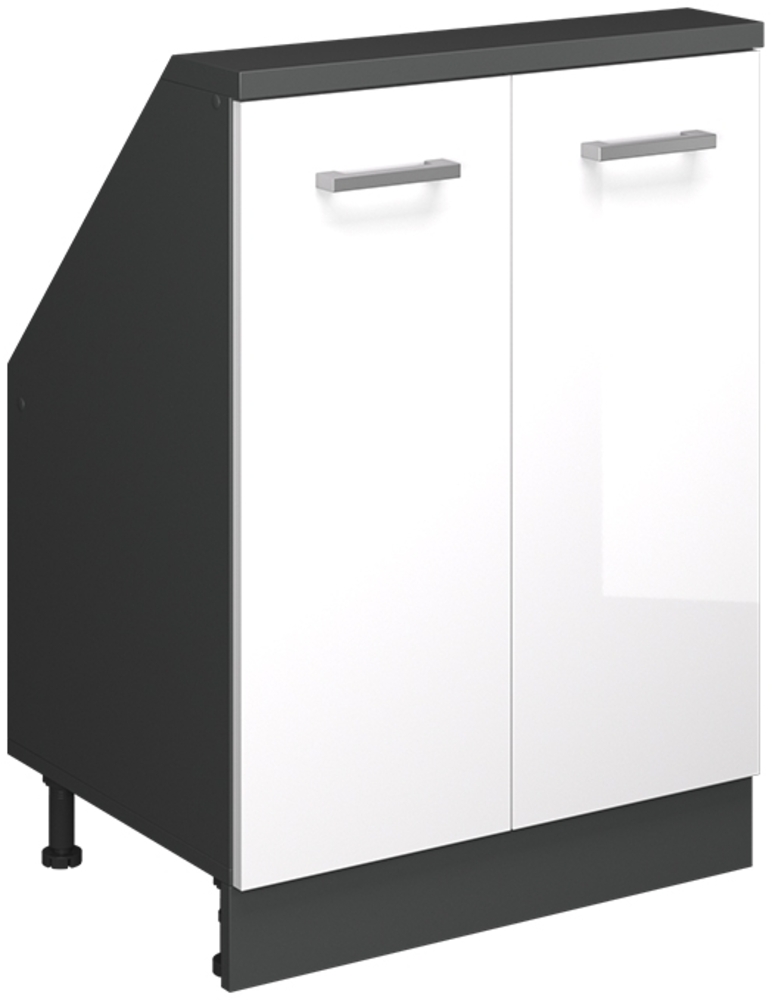 Küchenschrank für Dachschrägen R-Line Weiß Hochglanz 60 cm mit 2 Türen Vicco Bild 1