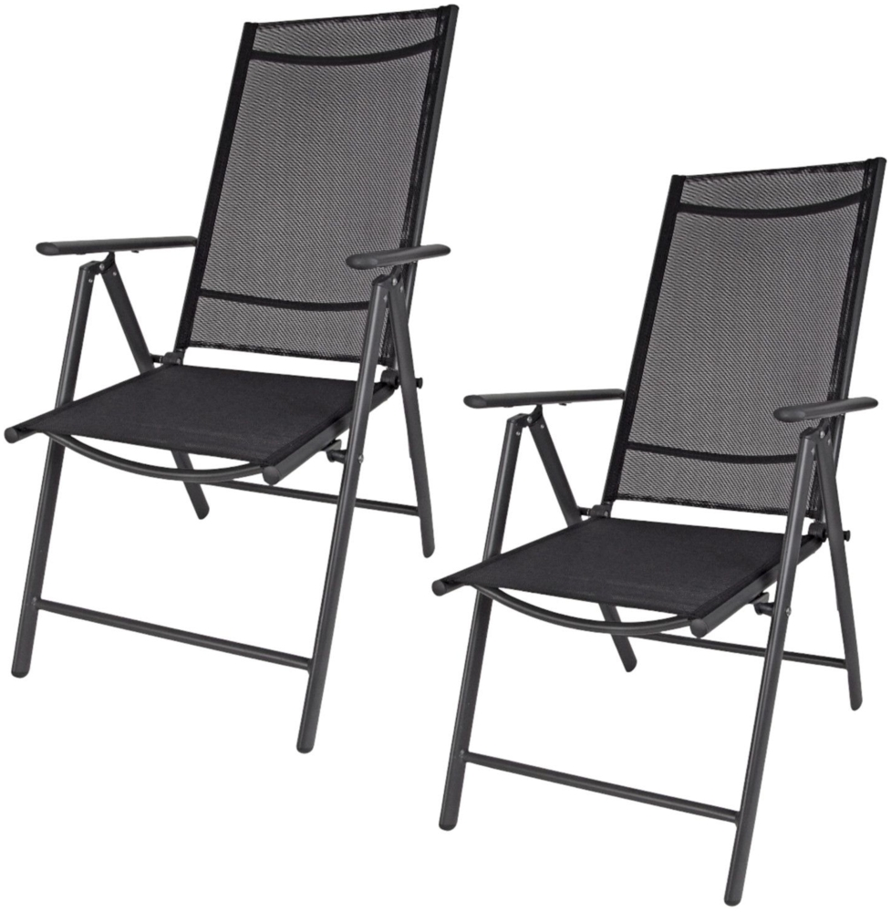 2x Alu-Klappsessel 7-fach verstellbar anthrazit Gartenstuhl Hochlehner Klappstuhl Textilene Campingstuhl Terrassenstuhl Gartenmöbel Balkonstuhl Bild 1