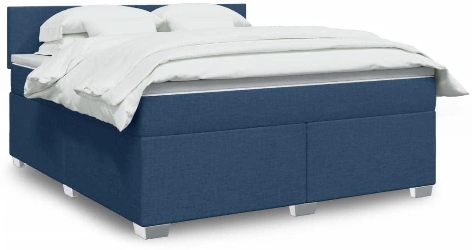 vidaXL Boxspringbett mit Matratze Blau 180x200 cm Stoff 3288266 Bild 1