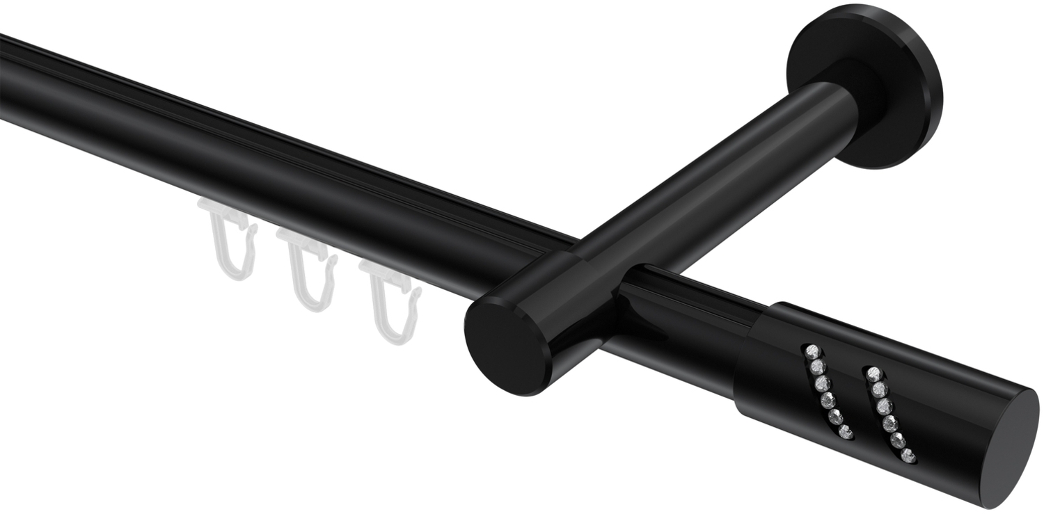 Innenlauf-Gardinenstangen-Set Prestige Zoena 100 cm, 1-läufig, 20 mm Ø Schwarz Bild 1