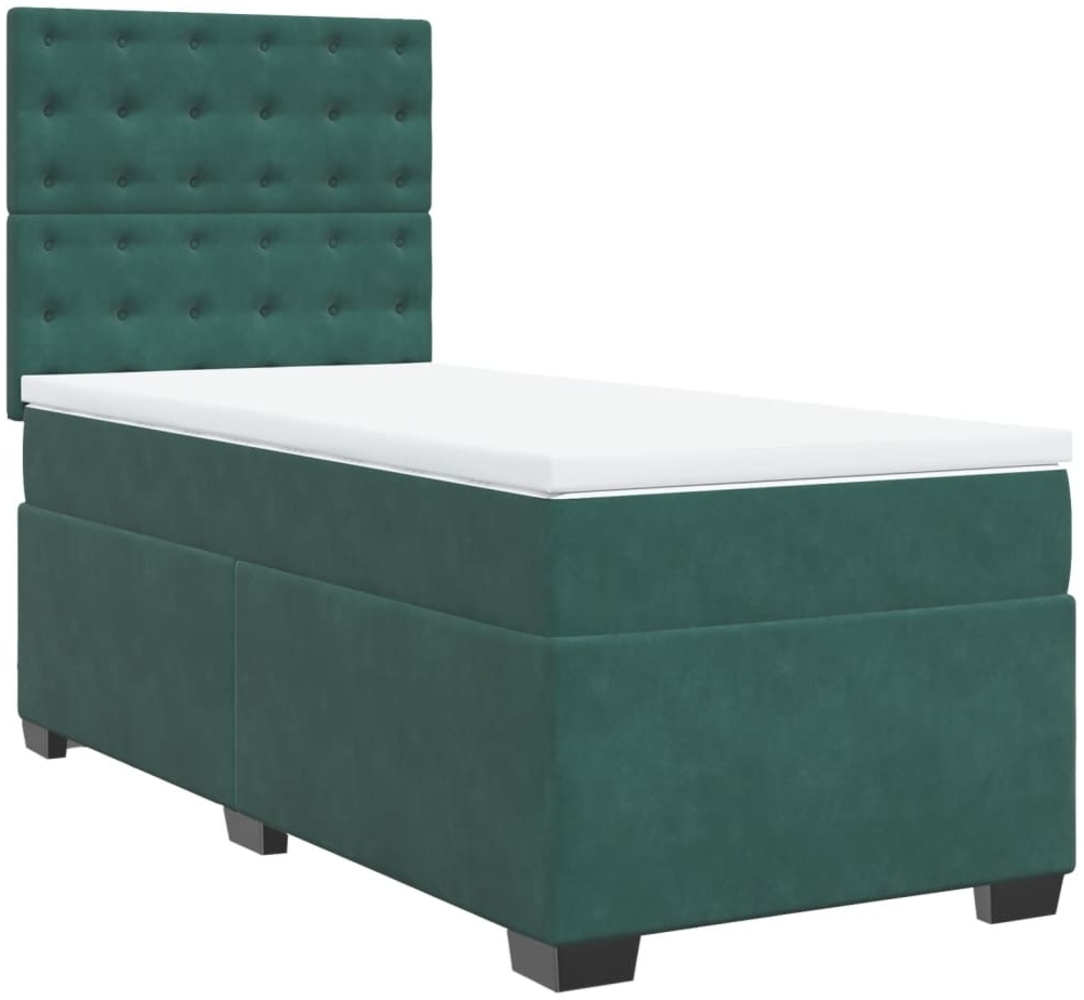 vidaXL Boxspringbett mit Matratze Dunkelgrün 90x190 cm Samt 3290801 Bild 1