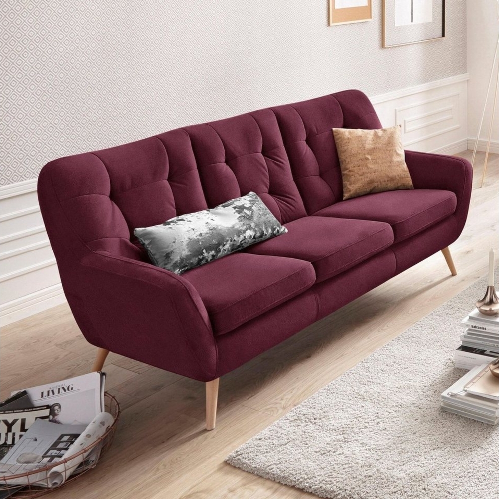 exxpo - sofa fashion 3-Sitzer Scandi, bequem, aufwendige Rückenpolsterung für mehr Sitzkomfort, aktuelle Farben in hochwertigen Bezugsqualitäten, Holzfuß Bild 1