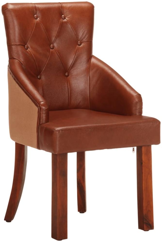 vidaXL Esszimmerstühle 2 Stk. Braun Echtes Ziegenleder 288289 Bild 1
