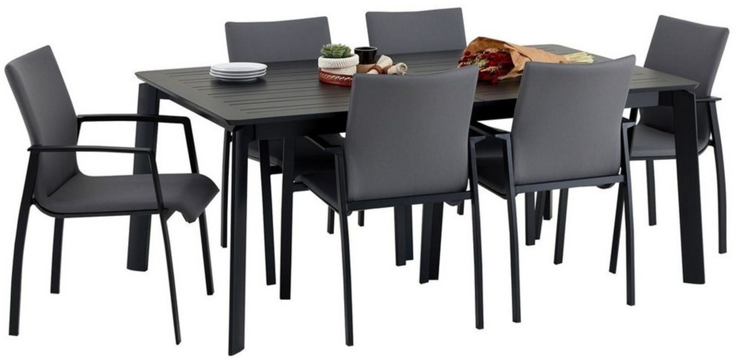 IDIMEX Garten-Essgruppe VERANO, Gartenmöbel Set mit ausziehbarem Tisch und 6 Stühlen schwarz/grau Bild 1