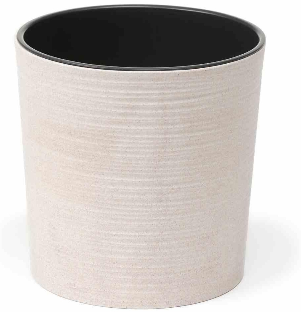 Pflanzgefäß LOCON GROOVE, creme Rillenoptik, Rillenoptik, Ø 30 x 30,5 cm Kunststoffgefäß mit Holzfaseranteil und Einsatz Bild 1