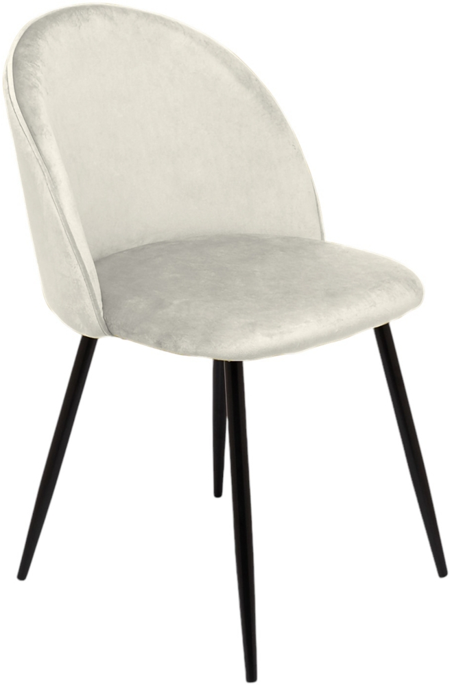 Dmora Stuhl Achito, Sessel mit Samtbezug, gepolsterter Esszimmerstuhl, Besprechungssitz, 51x54h82 cm, Weiß Bild 1