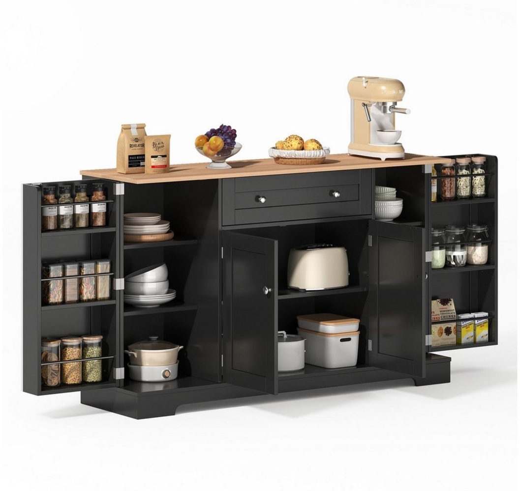OKWISH Sideboard Küchenbuffet,Kommode (Multifunktionales Küchenbuffet 138 cm Sideboard mit Schublade, verstellbaren Einlegeböden, Kippschutz – Modernes Design für Küche, Wohnzimmer & Schlafzimmer, praktischer Stauraum), mit Kippschutz, mit Schublade Bild 1
