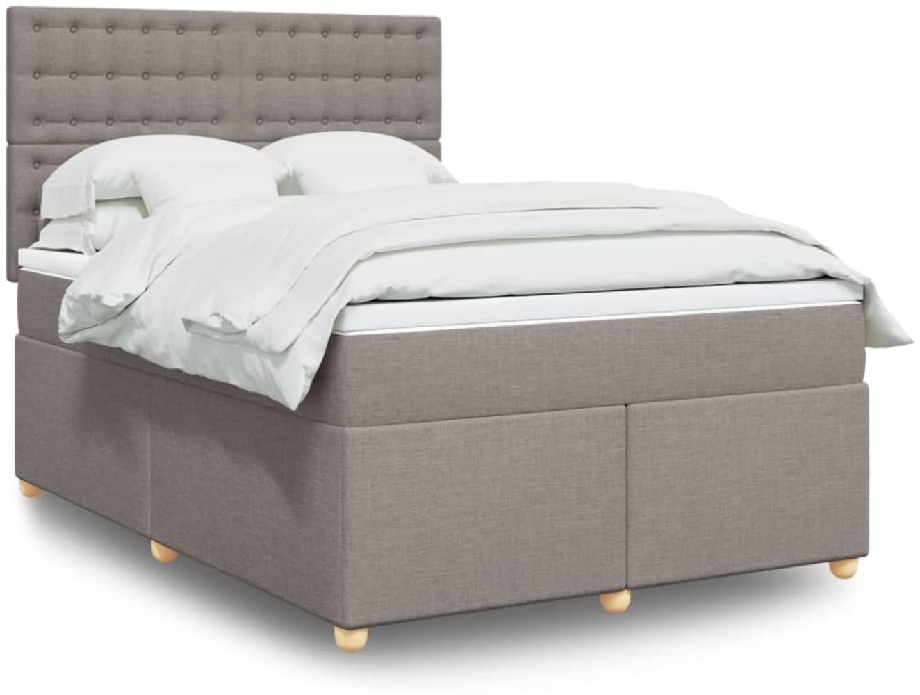 vidaXL Boxspringbett mit Matratze Taupe 160x200 cm Stoff 3291349 Bild 1