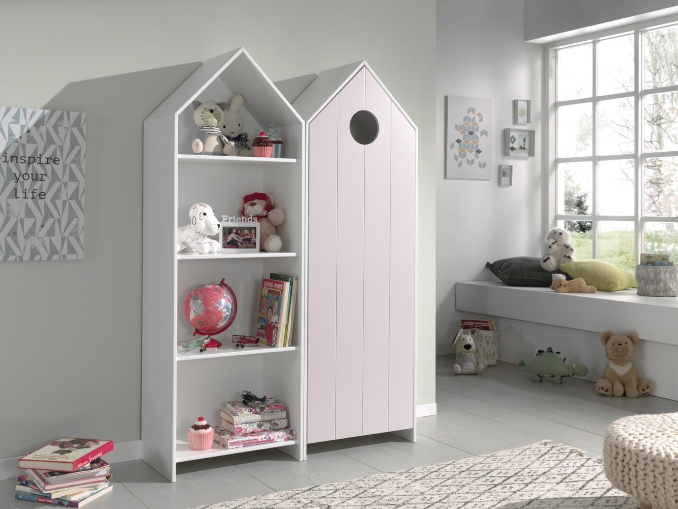 Kleiderschrank >CASAMI< in Korpus Weiß / Front Pink - 115,2x171,3x37 (BxHxT) Bild 1