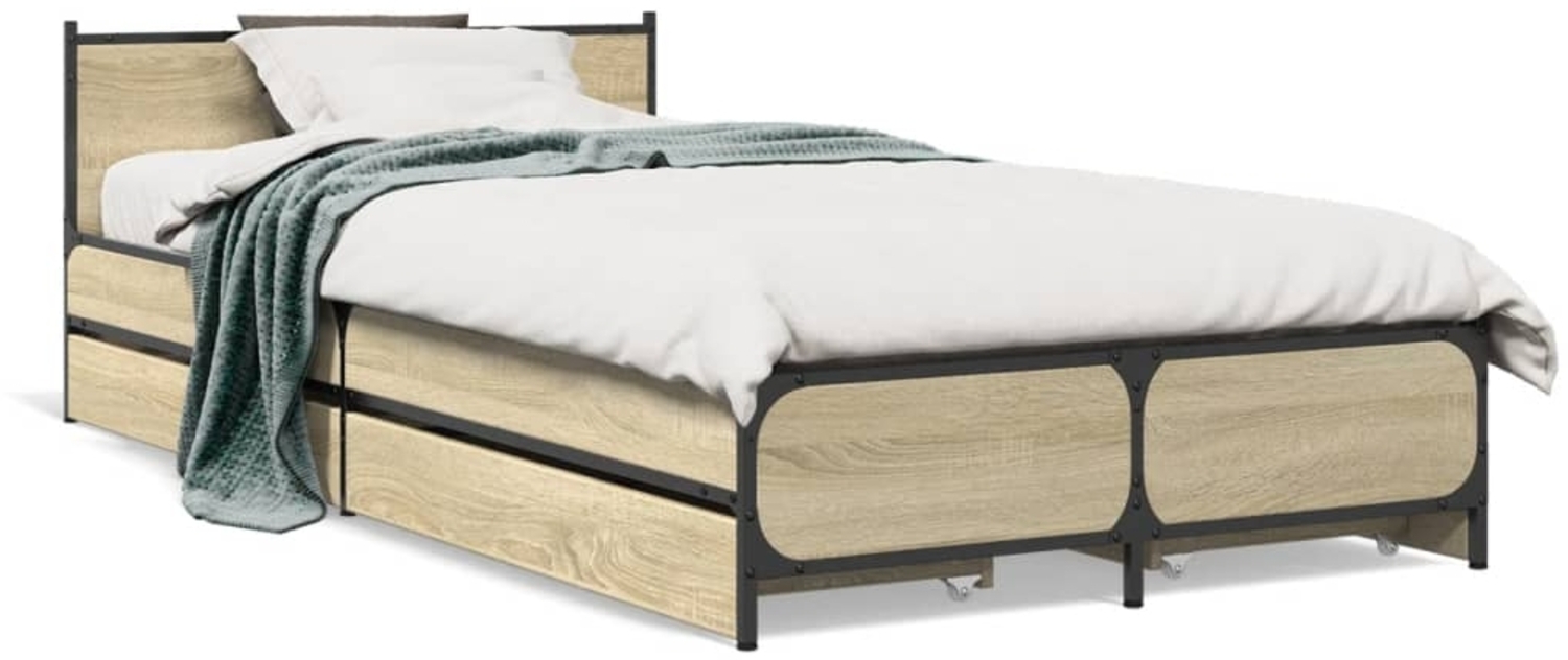 vidaXL Bettgestell mit Schubladen Sonoma-Eiche 75x190 cm Holzwerkstoff 3279973 Bild 1