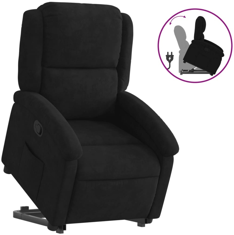 vidaXL Relaxsessel mit Aufstehhilfe Schwarz Samt 3204306 Bild 1