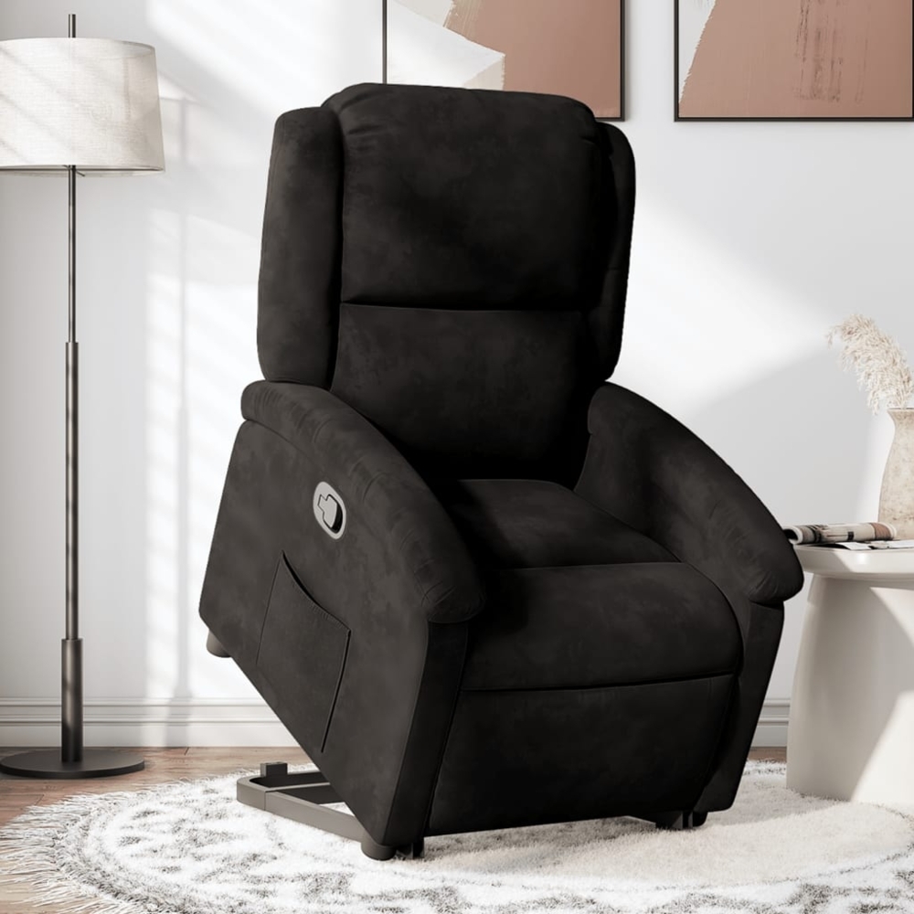 vidaXL Relaxsessel mit Aufstehhilfe Schwarz Samt 3204306 Bild 1