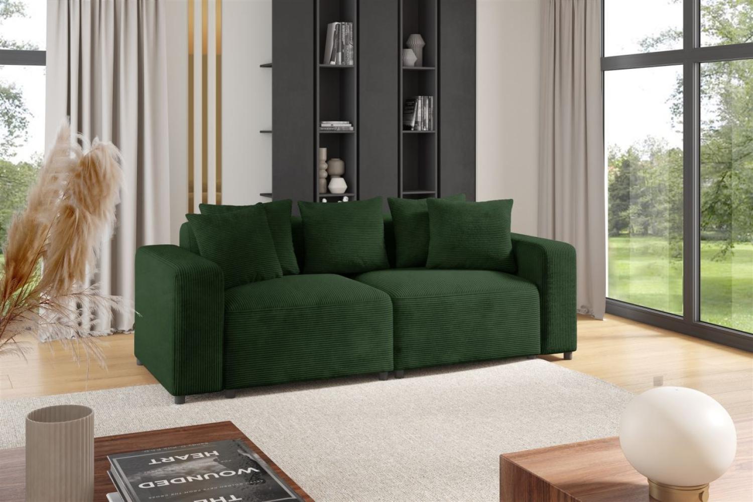 Sofa Designersofa MEGAN 2-Sitzer in Stoff Poso Dunkelgrün Bild 1