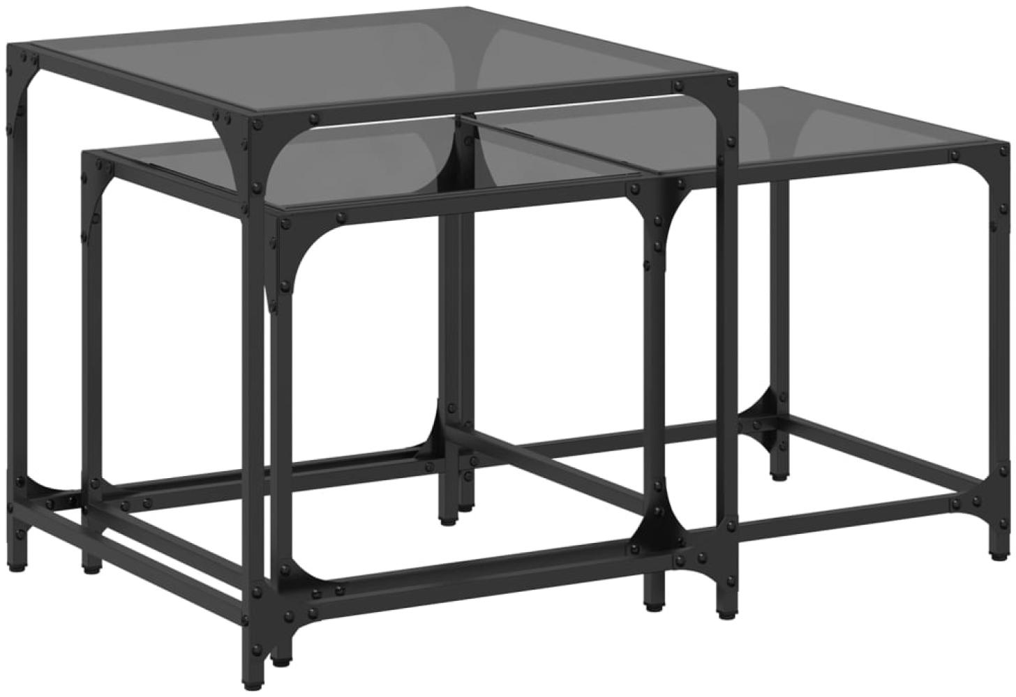 vidaXL Satztische 2 Stk. mit Glasplatte Schwarz Stahl 845985 Bild 1