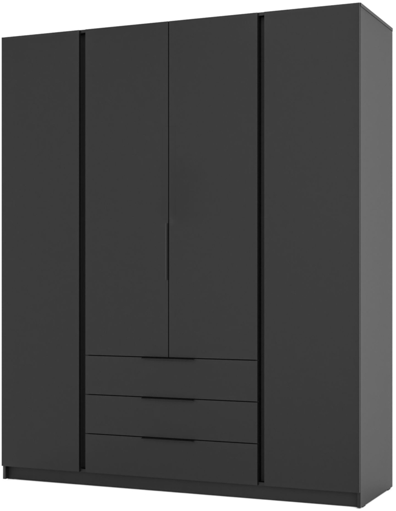 Selsey 'Kaja' Kleiderschrank 4-türig mit 3 Schubladen, schwarz, ca. 239 x 200 x 62 cm Bild 1