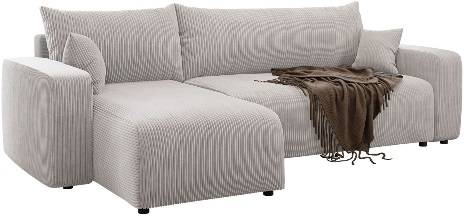 Selsey 'Pianoni' Ecksofa mit Schlaffunktion, Stauraum und Cordbezug, hellbeige, 83 x 244 x 140 cm Bild 1