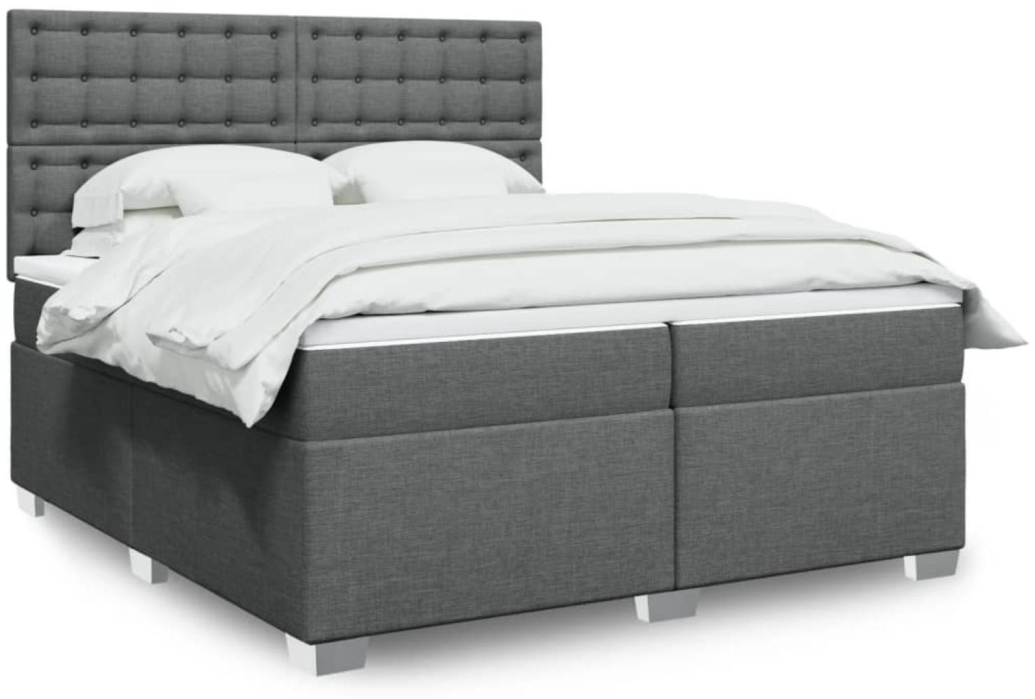 vidaXL Boxspringbett mit Matratze Dunkelgrau 200x200 cm Stoff 3292910 Bild 1