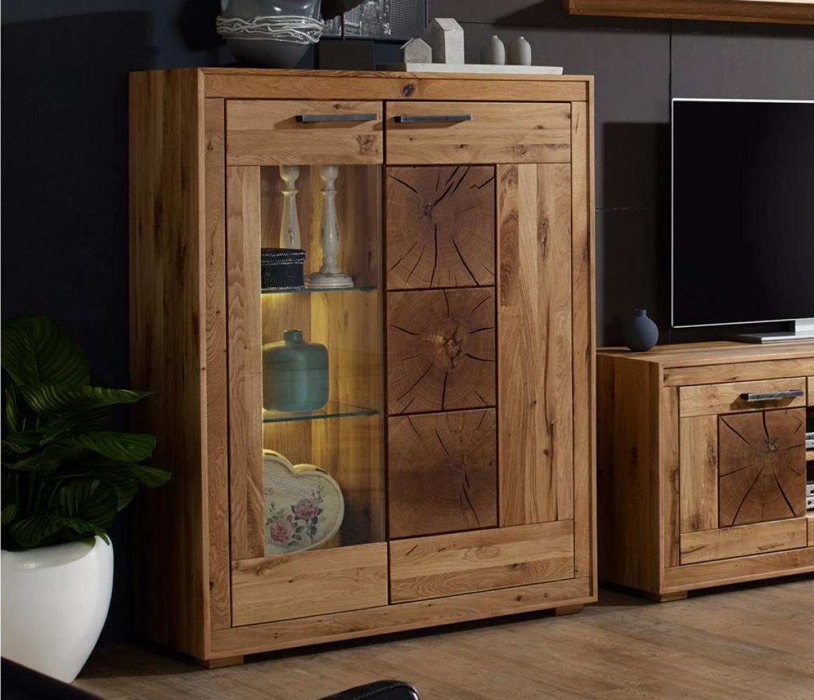 Highboard 1 GAJA Schrank Wildeiche massiv natur geölt mit Hirnholz Bild 1