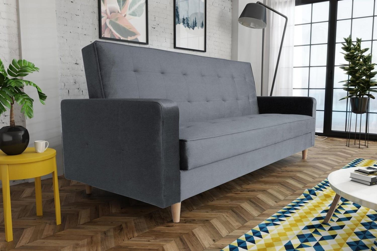 Beautysofa Schlafsofa Bamako, Sofa mit Schlaffunktion und Bettkasten, Polstersofa im skandinavischen Stil, Couch mit Holzbeine Bild 1