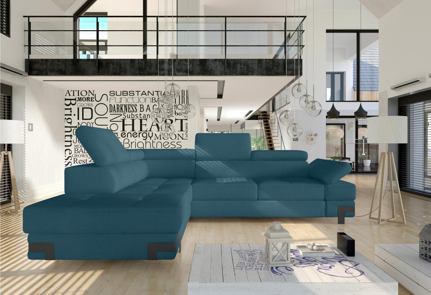 Stylefy Rio L Ecksofa Velours Jasmine Türkis Links Bild 1
