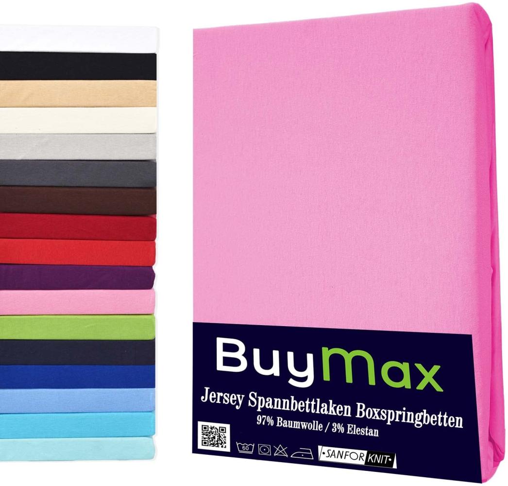 Buymax Spannbettlaken Stretch 140x200-160x220 cm für Wasserbetten und Boxspringbetten Bettbezug für Matratzen bis 35 cm Matratzenhöhe, Altrosa Bild 1